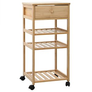vidaXL Carrito de cocina con ruedas Natural 37 x 36 x 80 cm Bamb&uacute;