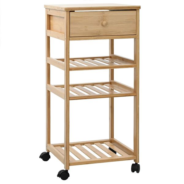 vidaXL Carrito de cocina con ruedas Natural 37 x 36 x 80 cm Bamb&uacute;