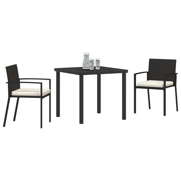vidaXL Conjunto de Comedor de Jard&iacute;n 3 pcs Negro