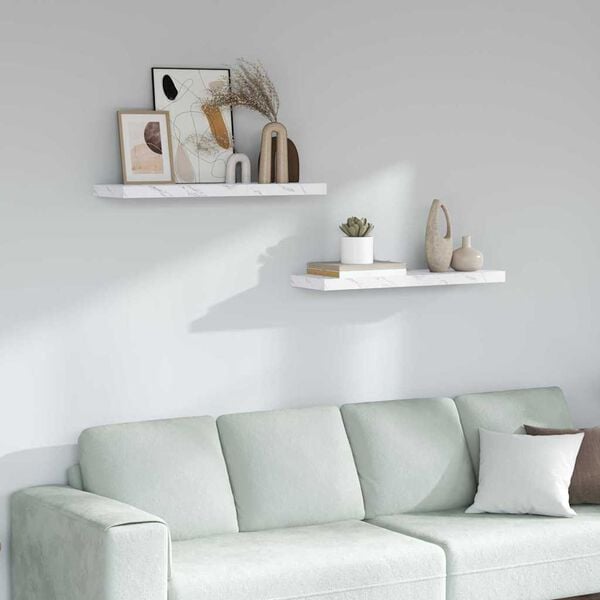 vidaXL Estante de pared 2 pcs Mármol 90 x 23,5 x 4 cm