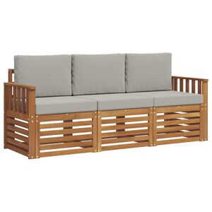 vidaXL Juegos de sof&aacute;s con coj&iacute;n 3 pcs Gris Natural y Claro