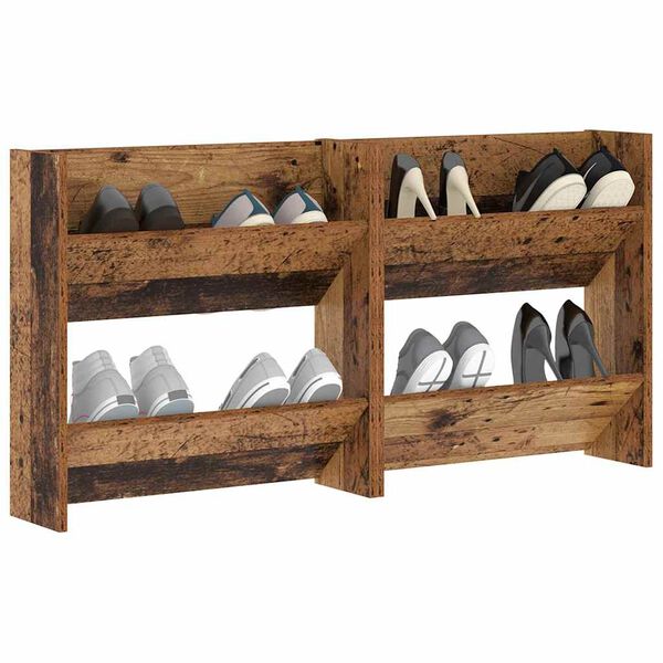 vidaXL Armario Zapatero con estante 2 pcs Madera vieja 60 x 18 x 60 cm