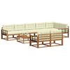 vidaXL Conjunto de sof&aacute;s de exterior con coj&iacute;n 9 pcs Natural y Crema