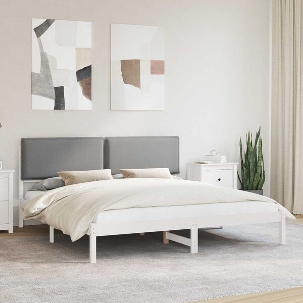 vidaXL Estructura de Cama con Cabecera Tapizada Gris Claro