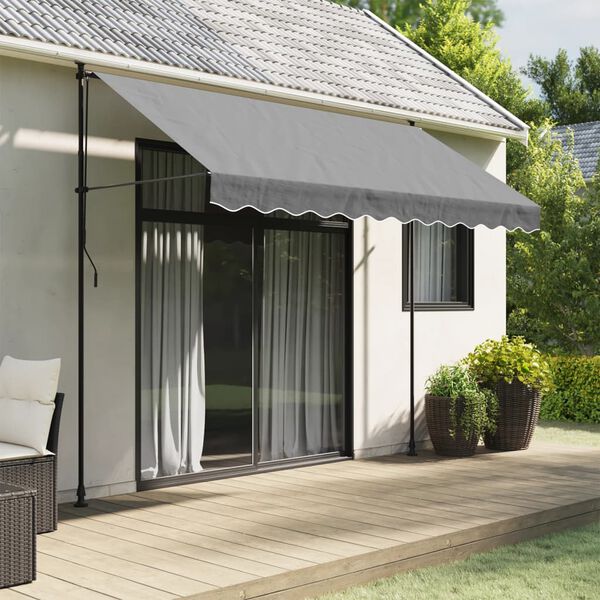 vidaXL Tela de cenefa de toldo de repuesto rayas gris antracita 3 m