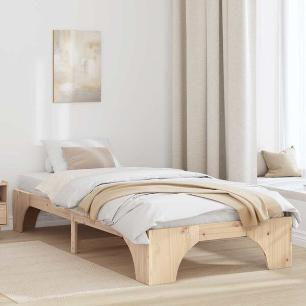 vidaXL Estructura de cama Natural 80 x 200 cm Madera de pino macizo