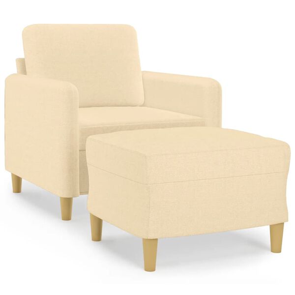 vidaXL Sill&oacute;n con taburete tela crema 60 cm