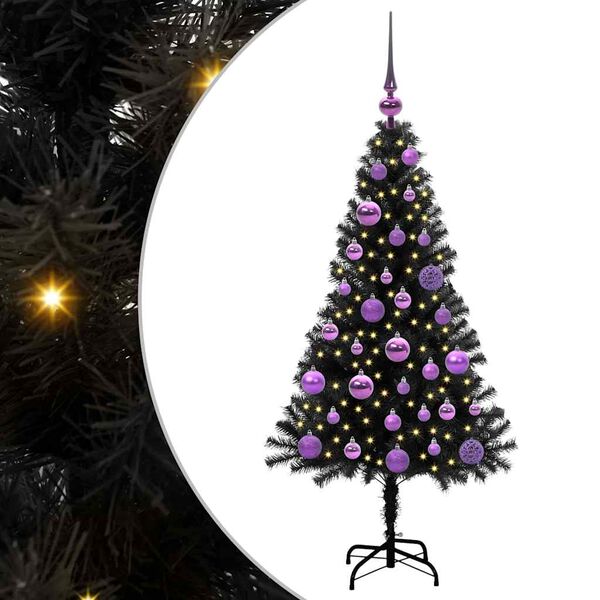 vidaXL &Aacute;rbol de Navidad con 150 LED con soporte Negro 120 cm PVC