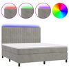 vidaXL Cama box spring colch&oacute;n y LED terciopelo gris claro 160x200 cm