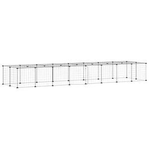 vidaXL Jaula para mascotas de 36 paneles puerta acero negro 280x70x35 cm