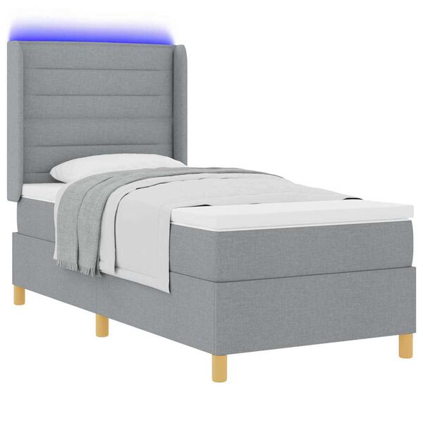 vidaXL Cama tipo Box Spring con colch&oacute;n Gris Claro 90 x 190 cm tela