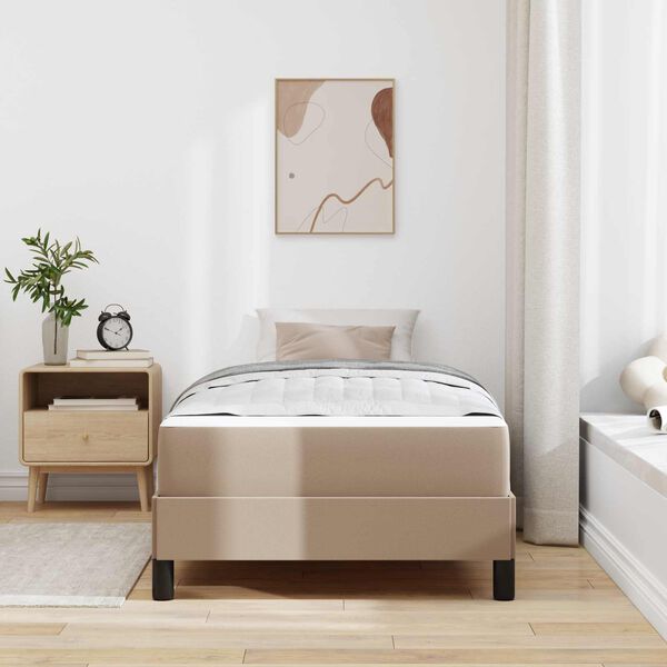 vidaXL Estructura de cama con colch&oacute;n Capuchino 90 x 190 cm tela