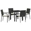 vidaXL Conjunto de Comedor de Jard&iacute;n 5 pcs Negro rat&aacute;n sint&eacute;tico