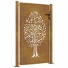 vidaXL Puerta de jard&iacute;n 100x125 cm de acero corten con dise&ntilde;o de &aacute;rbol