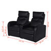vidaXL Sill&oacute;n reclinable de 2 plazas de cuero artificial negro