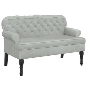 vidaXL Banco con respaldo de terciopelo gris claro 119,5x64,5x75 cm