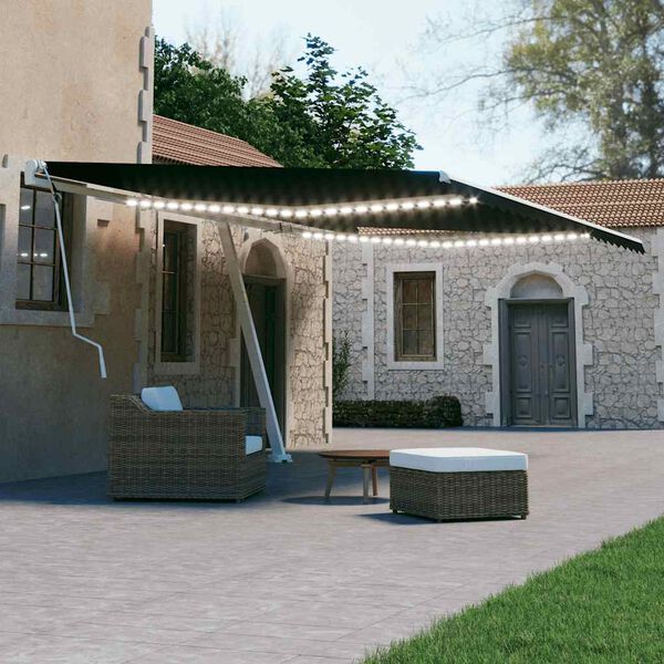 vidaXL Toldo retr&aacute;ctil manual con luz LED gris antracita 500x300 cm