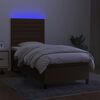 vidaXL Cama box spring colch&oacute;n y luces LED tela marr&oacute;n oscuro 80x200cm