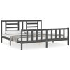 vidaXL Estructura cama de matrimonio con cabecero madera maciza gris