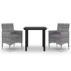 vidaXL Set comedor de jard&iacute;n 3 pzas y cojines rat&aacute;n sint&eacute;tico y vidrio