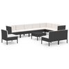 vidaXL Set de muebles de jard&iacute;n 11 pzas cojines rat&aacute;n sint&eacute;tico negro