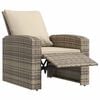 vidaXL Sillón reclinable jardín y cojines ratán sintético marrón claro