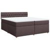vidaXL Cama box spring con colch&oacute;n tela marr&oacute;n oscuro 200x200 cm