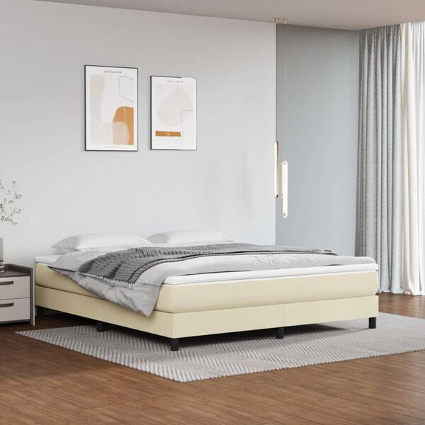 vidaXL Cama box spring con colch&oacute;n cuero sint&eacute;tico crema 180x200 cm