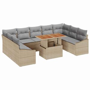vidaXL Conjunto de Comedor de Jard&iacute;n con coj&iacute;n 10 pcs Beige y gris