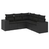 vidaXL Set de muebles de jard&iacute;n 5 pzas y cojines rat&aacute;n sint&eacute;tico negro