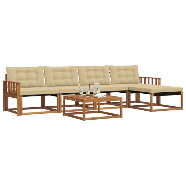 vidaXL Conjunto de sof&aacute;s de exterior con coj&iacute;n 6 pcs Natural y Beige