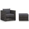 vidaXL Muebles de jard&iacute;n 2 piezas con cojines madera impregnada gris