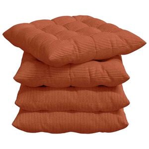 vidaXL Cojines para asiento 4 uds. Tela de Pana Rojo Naranja