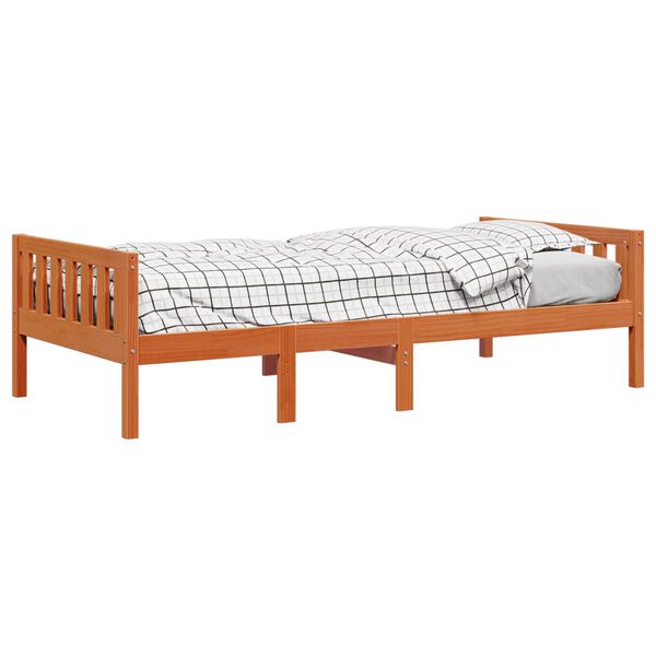 vidaXL Cama de ni&ntilde;os sin colch&oacute;n madera maciza pino marr&oacute;n 75x190 cm