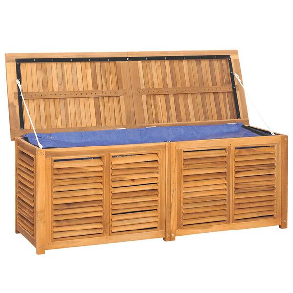 vidaXL Caja de almacenaje de jard&iacute;n con bolsa teca maciza 150x50x55 cm