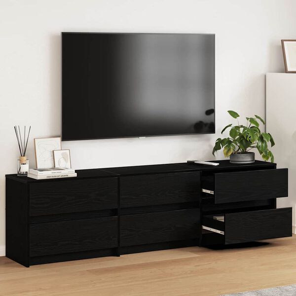 vidaXL Unidades de TV 2 pcs Roble Negro 180 x 34 x 50 cm