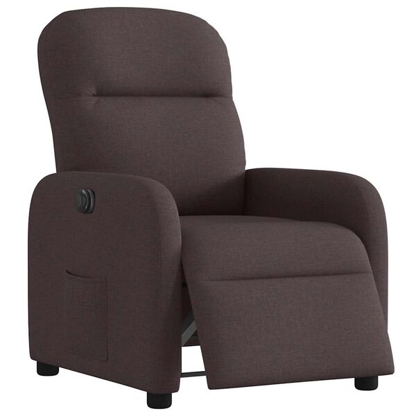 vidaXL Sill&oacute;n reclinable el&eacute;ctrico tela marr&oacute;n oscuro