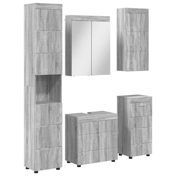 vidaXL Juego de muebles de ba&ntilde;o TULUM Gris Sonoma Madera de ingenier&iacute;a