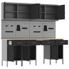 vidaXL Armario de trabajo 10 pcs Negro Madera Ingenierizada y Acero