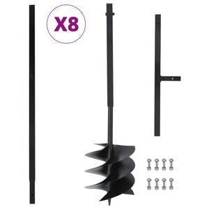 vidaXL Taladro de tierra con mango 250 mm tubo de extensi&oacute;n 8 m acero