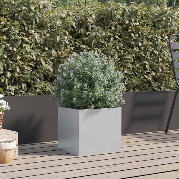 vidaXL Jardinera de acero galvanizado plateado 32x30x29 cm