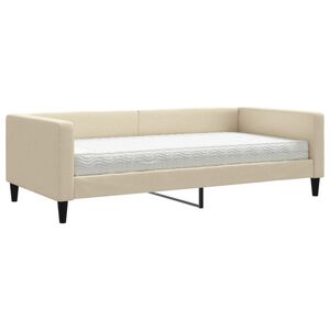 vidaXL Sof&aacute; cama con colch&oacute;n tela crema 100x200 cm