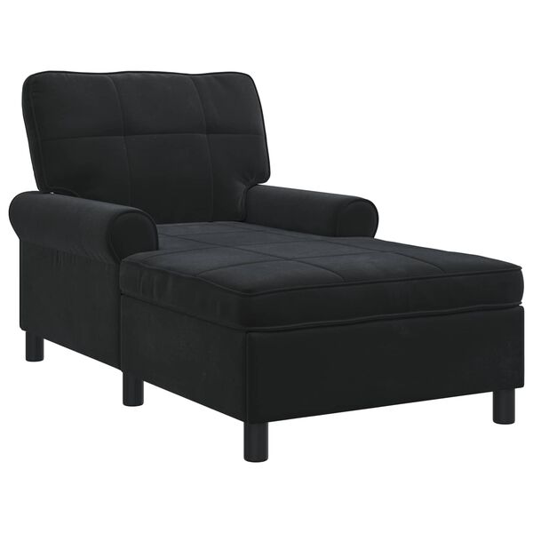 vidaXL Sill&oacute;n reclinable con coj&iacute;n Negro 91 x 157 x 91 cm Terciopelo