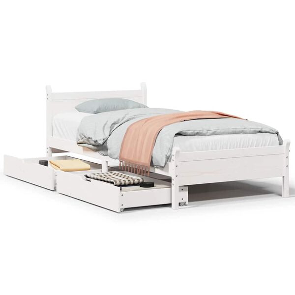 vidaXL Estructura de cama sin colch&oacute;n madera de pino blanca 90x200 cm