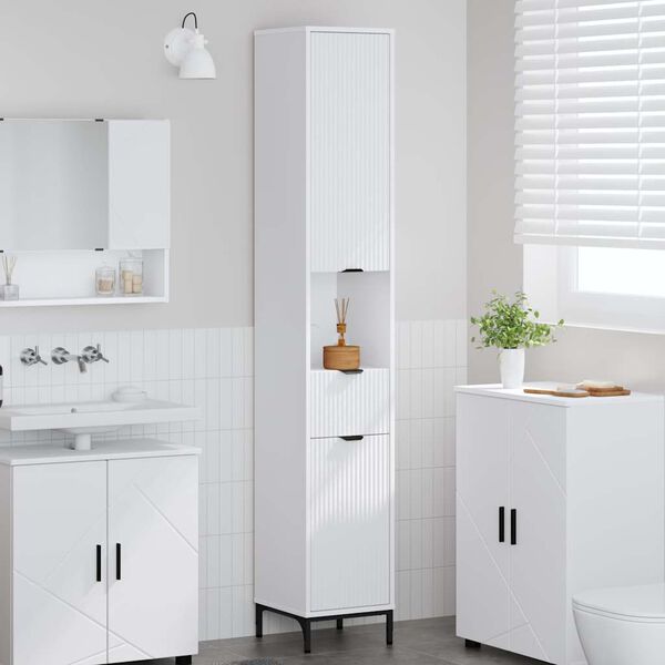 vidaXL Gabinete de Ba&ntilde;o con caj&oacute;n con puerta 31,5 x 33 x 190 cm