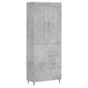 vidaXL Aparador alto madera contrachapada gris hormig&oacute;n 69,5x34x180 cm