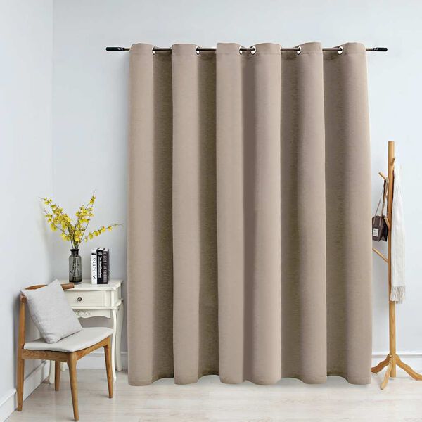 vidaXL Cortina opaca con anillas de metal beige 290x245 cm