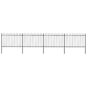 vidaXL Valla de jard&iacute;n con aro superior de acero 714,5x120 cm negra