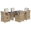 vidaXL Set comedor de jard&iacute;n 7 pzas con cojines rat&aacute;n sint&eacute;tico beige