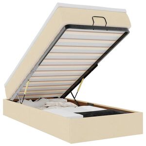 vidaXL Estructura de cama otomana con colch&oacute;n tela crema 90x190cm